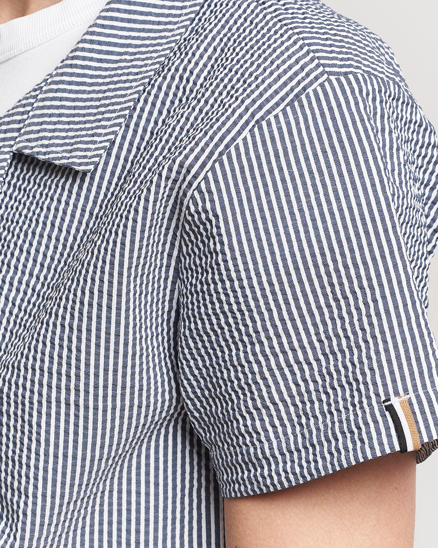 Herren | Hemden | BOSS BLACK | Short Sleeve Open Collar Shirt Navy