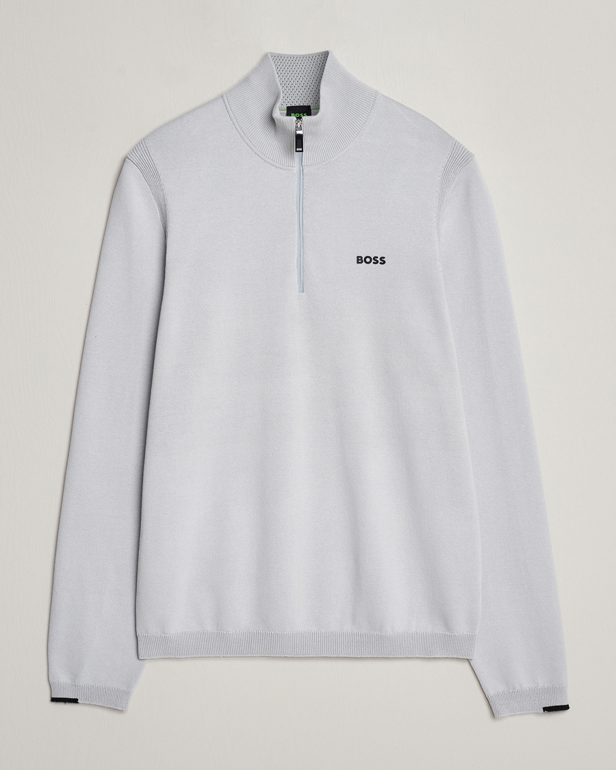 Herren | Pullover | BOSS GREEN | Ever Knitted Half Zip Light Grey
