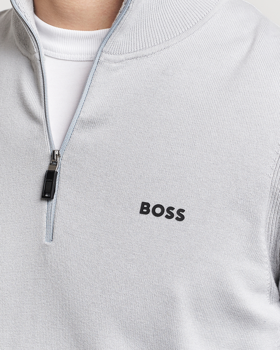 Herren | Pullover | BOSS GREEN | Ever Knitted Half Zip Light Grey