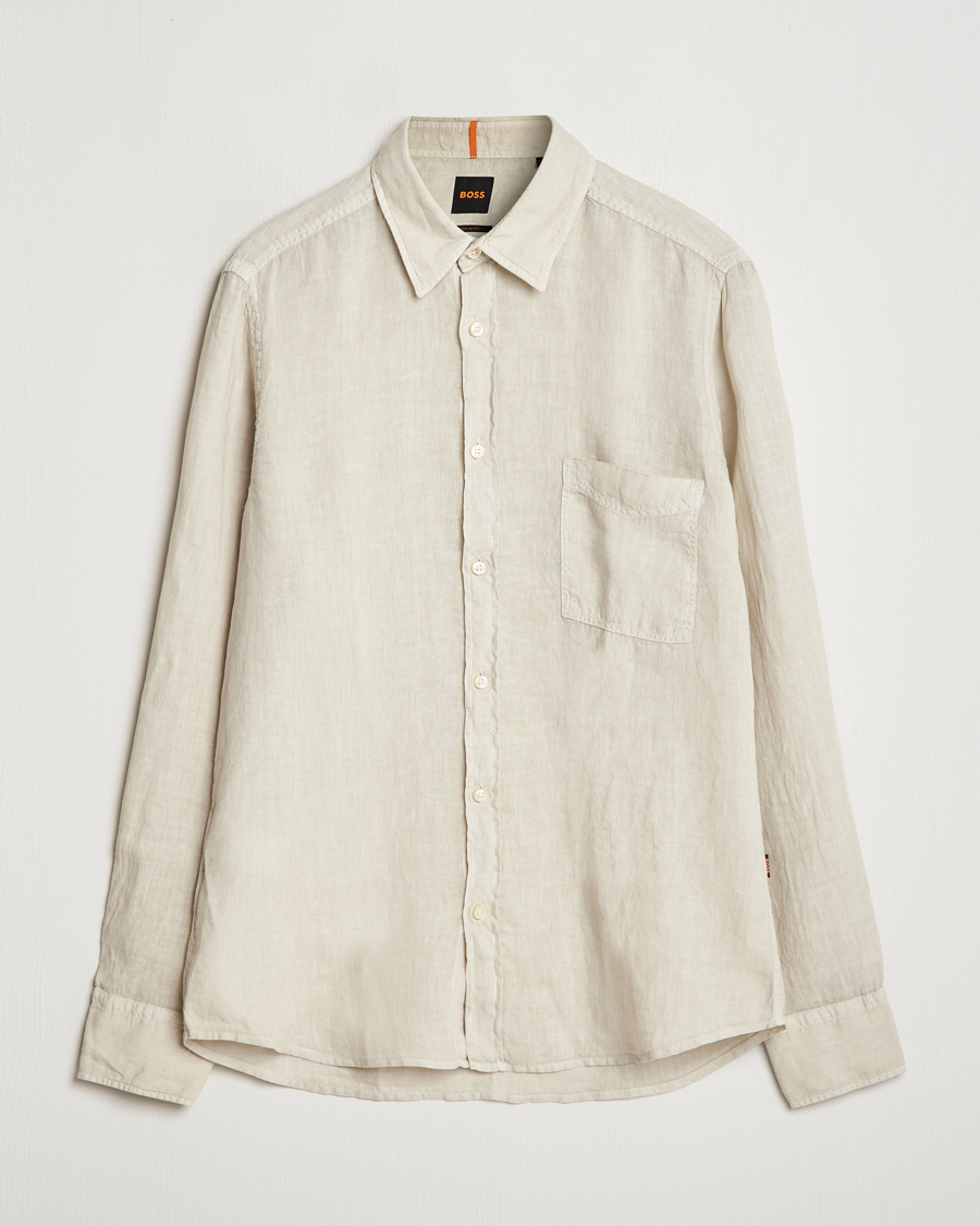 Herren | Hemden | BOSS ORANGE | Relegant Linen Shirt Light Beige