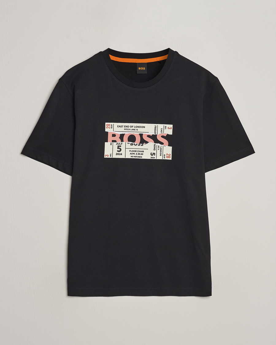 Herren | T-Shirts | BOSS ORANGE | Printed Crew Neck T-Shirt Black