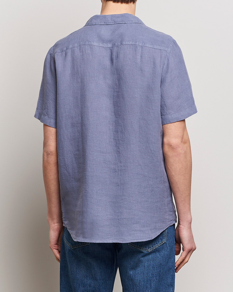 Herren | Hemden | HUGO | Ellino Short Sleeve Linen Shirt Open Blue