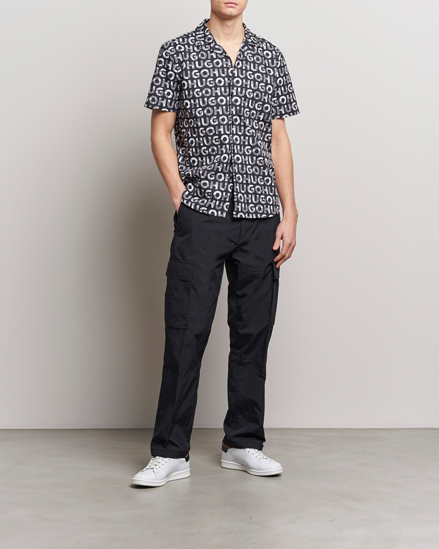Herren | Hemden | HUGO | Ellino Short Sleeve Cotton Shirt Black/White