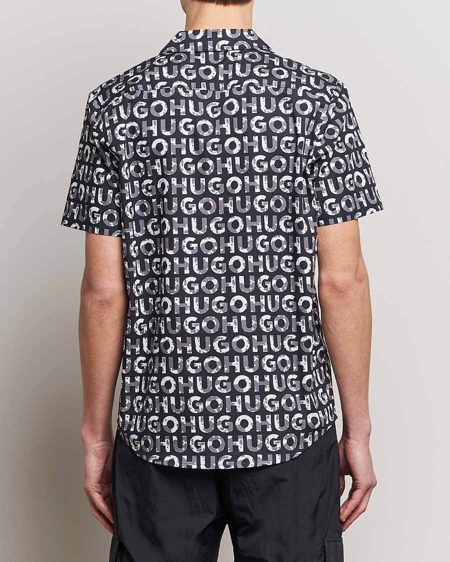 Herren | Hemden | HUGO | Ellino Short Sleeve Cotton Shirt Black/White