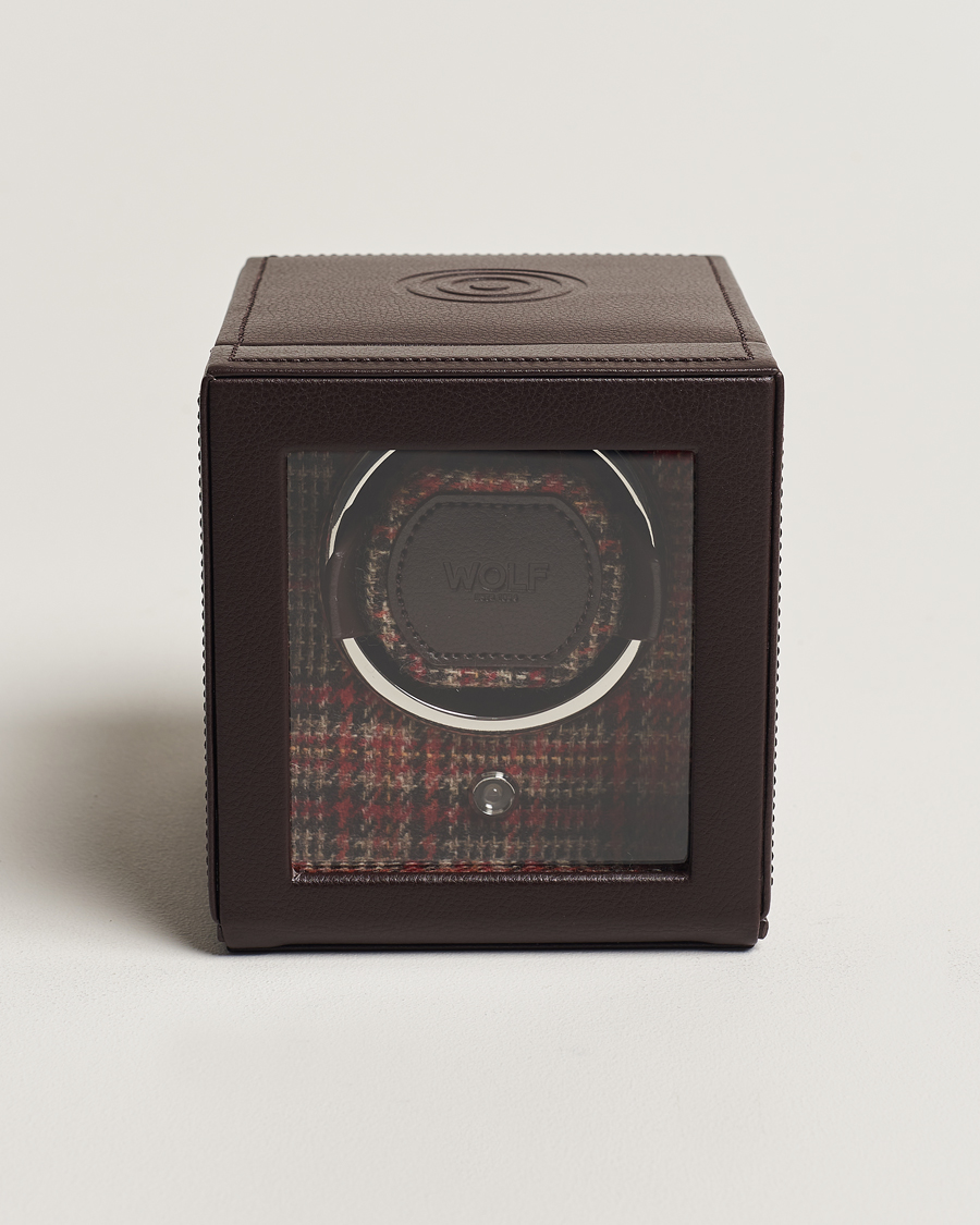Herren | WOLF WM Brown Single Watch Winder Tweed Brown | WOLF | WM Brown Single Watch Winder Tweed Brown