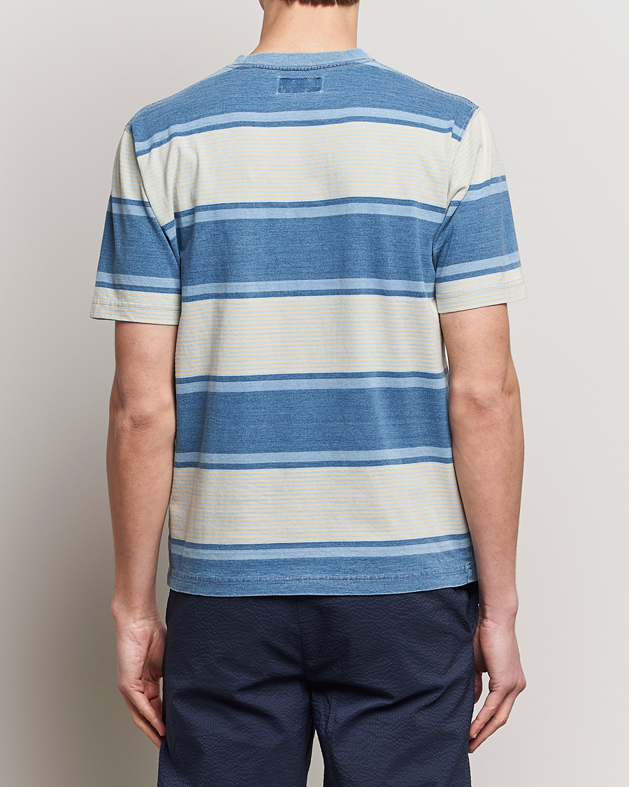 Herren | T-Shirts | BEAMS PLUS | Indigo Dyed Striped T-Shirt Sax Blue