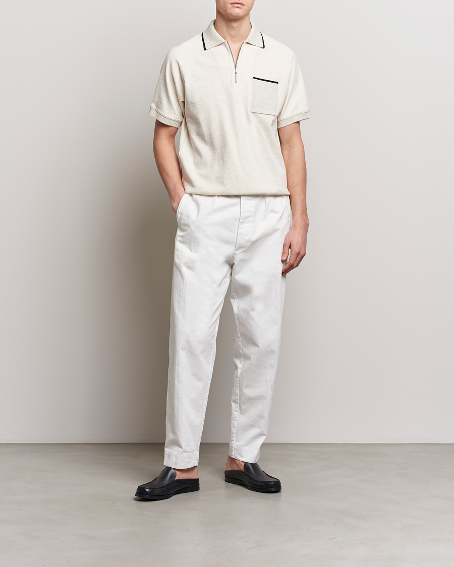 Herren | Poloshirts | BEAMS PLUS | Half Zip Light Fleece Polo Oatmeal