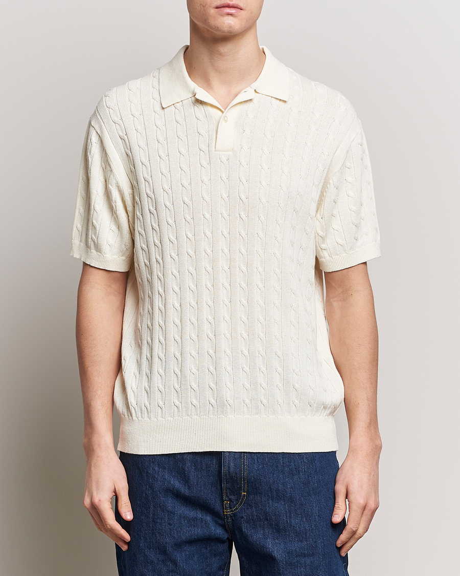 Herren | Kategorie | BEAMS PLUS | Cable Knit Short Sleeve Polo Off White