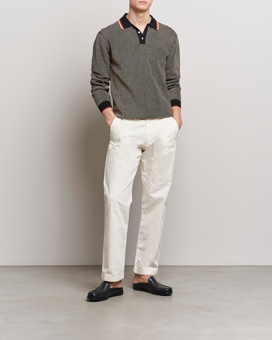 Herren | Pullover | BEAMS PLUS | Slab Knit Long Sleeve Polo Black