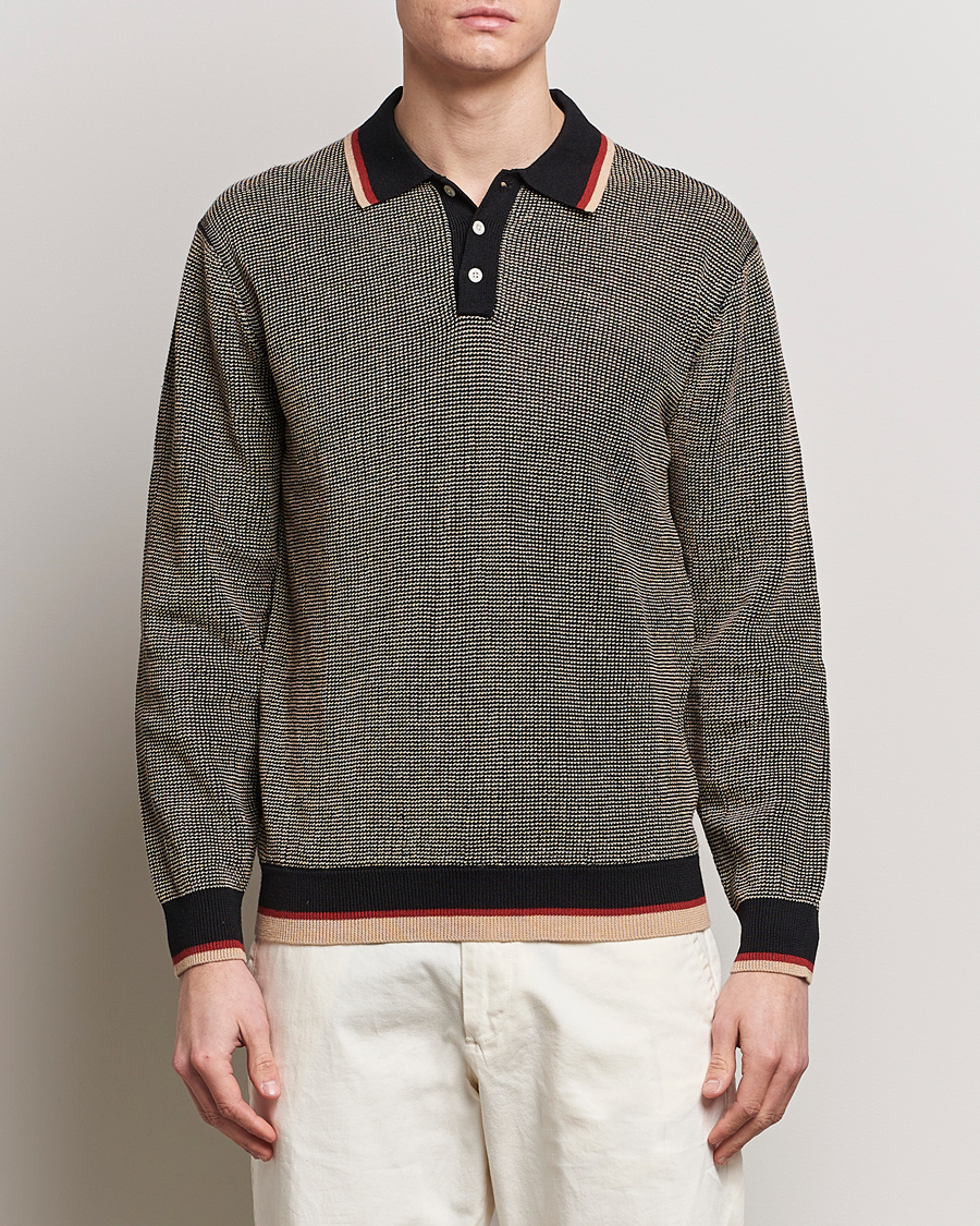 Herren | Pullover | BEAMS PLUS | Slab Knit Long Sleeve Polo Black