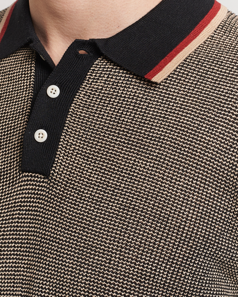 Herren | Pullover | BEAMS PLUS | Slab Knit Long Sleeve Polo Black