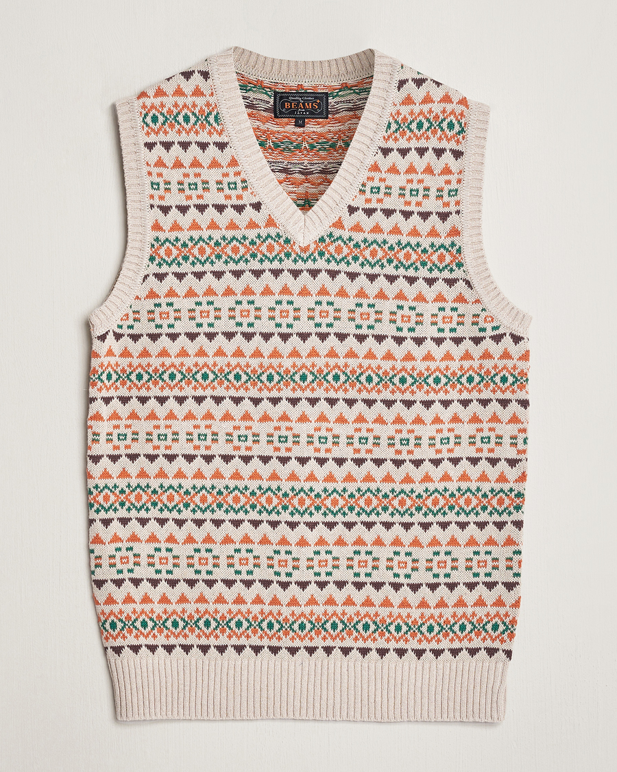 Herren | Pullover | BEAMS PLUS | Fairisle Knit Vest Beige