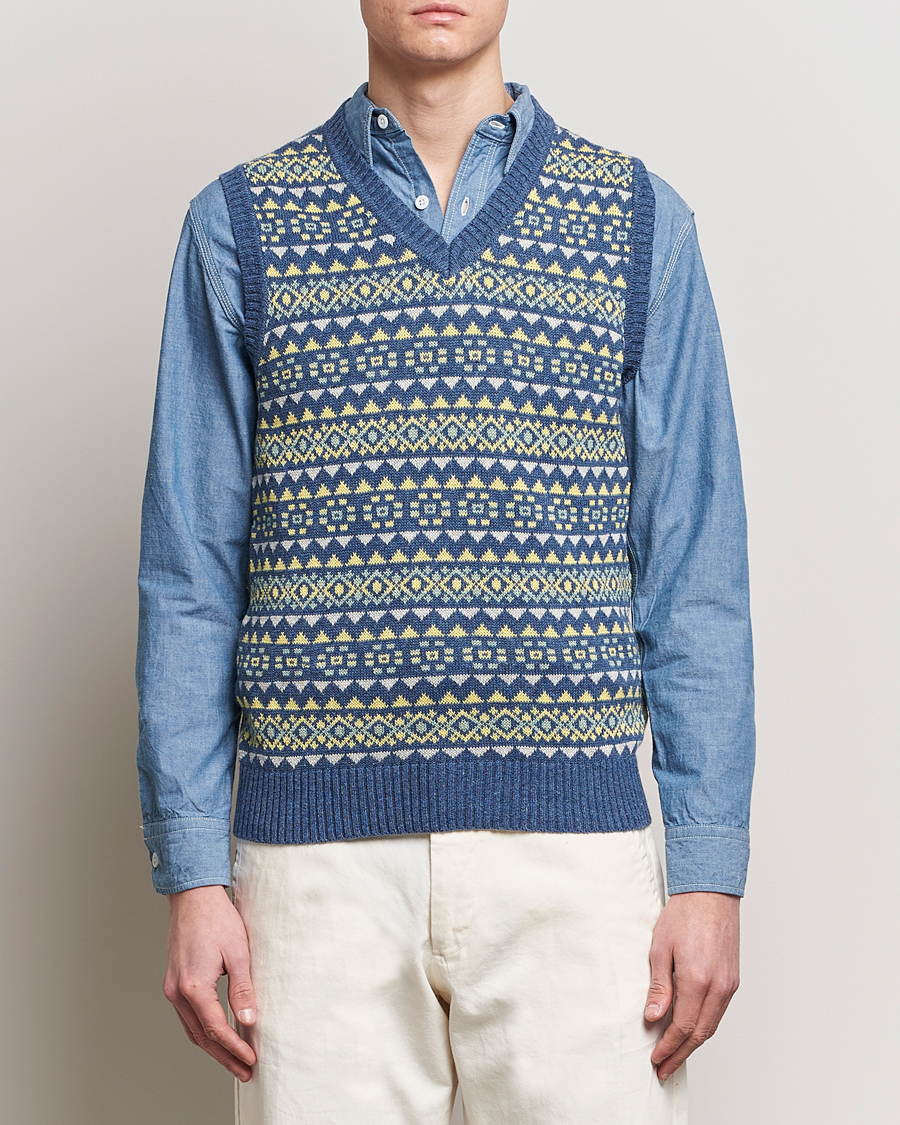 Herren | Pullover | BEAMS PLUS | Fairisle Knit Vest Blue
