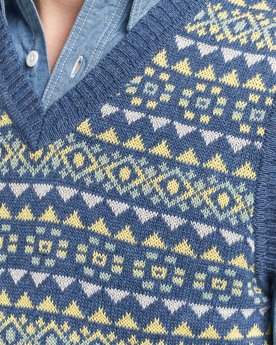 Herren | Pullover | BEAMS PLUS | Fairisle Knit Vest Blue