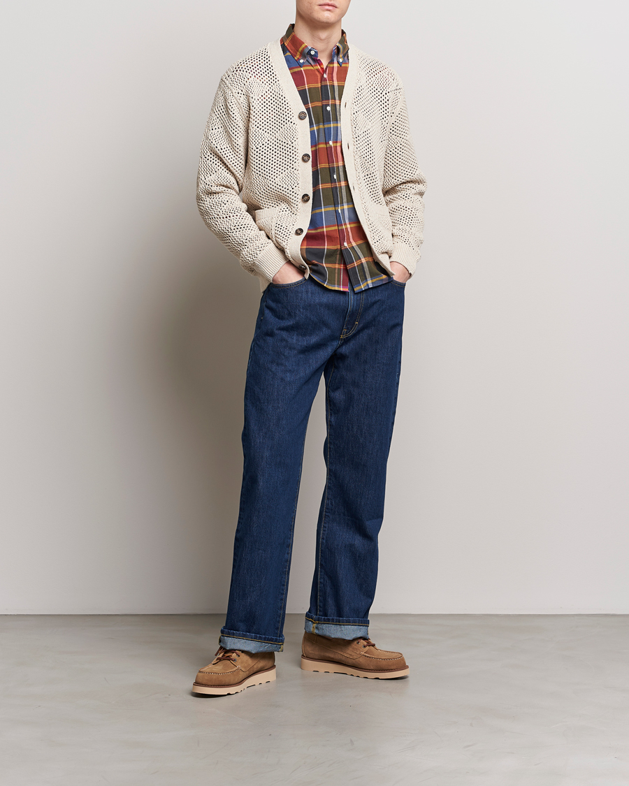 Herren | Pullover | BEAMS PLUS | Argyle Mesh Cardigan Light Beige