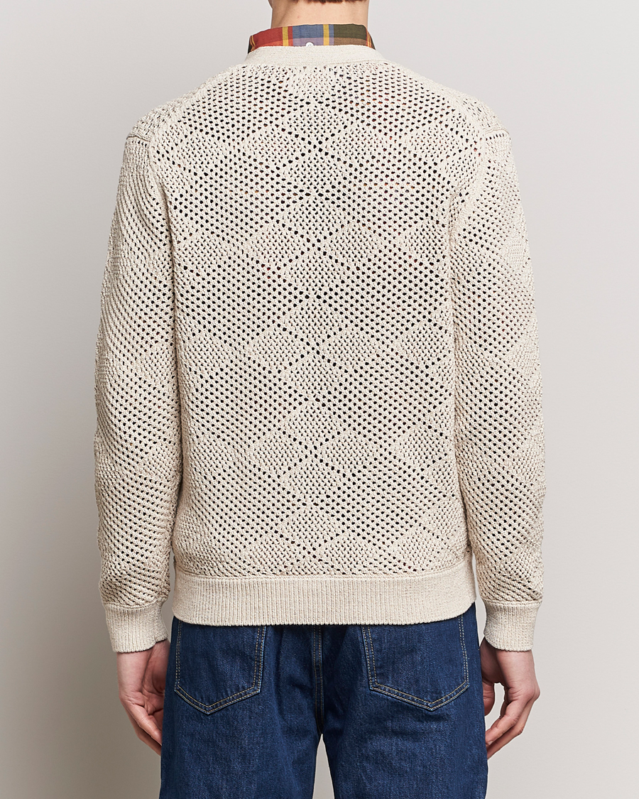 Herren | Pullover | BEAMS PLUS | Argyle Mesh Cardigan Light Beige