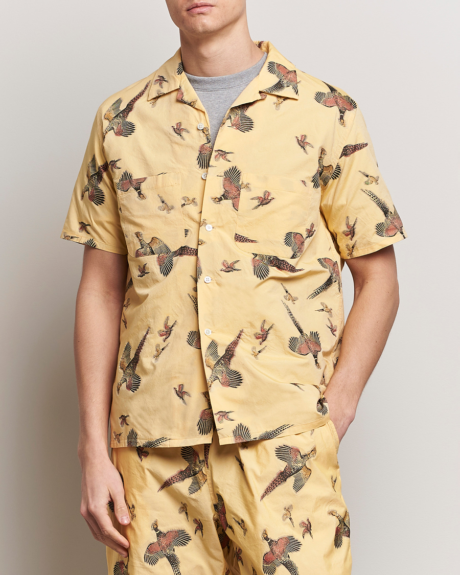 Herren | Kurzarmhemden | BEAMS PLUS | Duck Jacquard Camp Collar Shirt Yellow