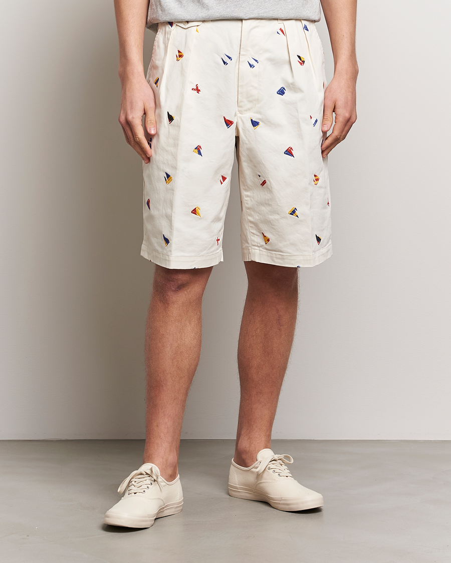 Herren | Preppy Authentic | BEAMS PLUS | Embroidered Shorts White