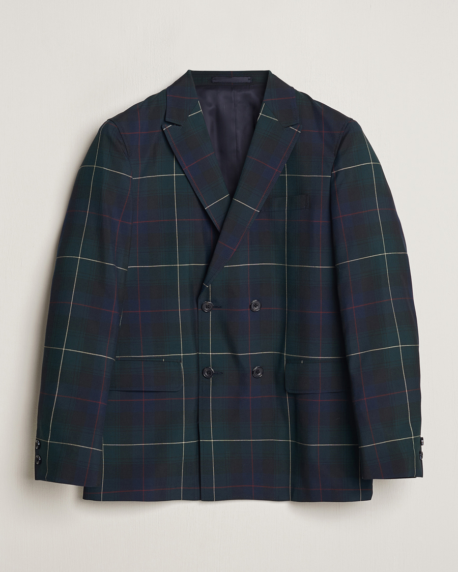 Herren | Sakkos | BEAMS PLUS | Double Breasted Plaid Wool Blazer Green Plaid