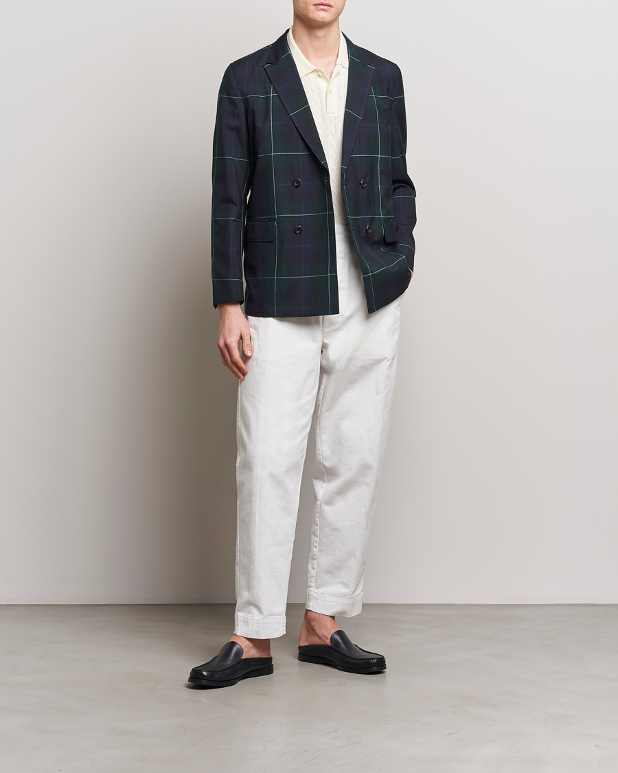 Herren | Sakkos | BEAMS PLUS | Double Breasted Plaid Wool Blazer Green Plaid