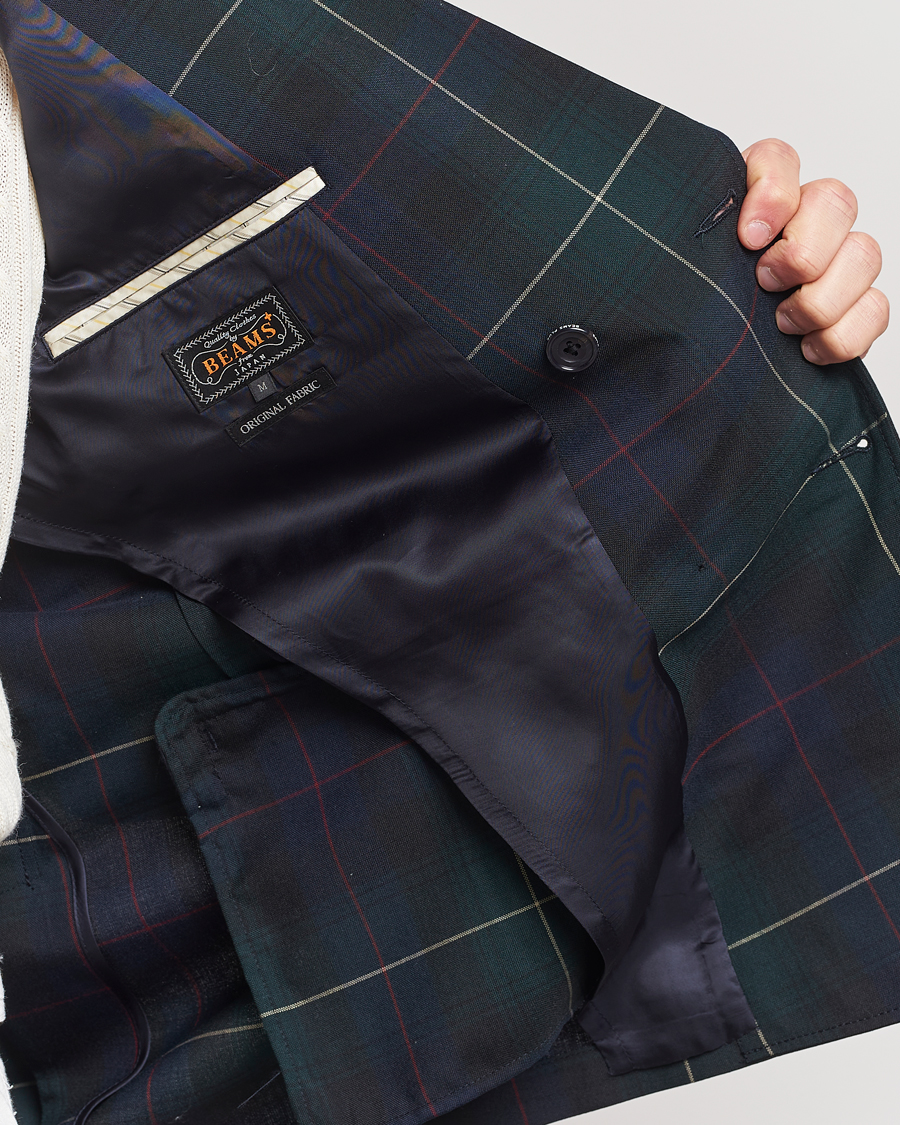 Herren | Sakkos | BEAMS PLUS | Double Breasted Plaid Wool Blazer Green Plaid
