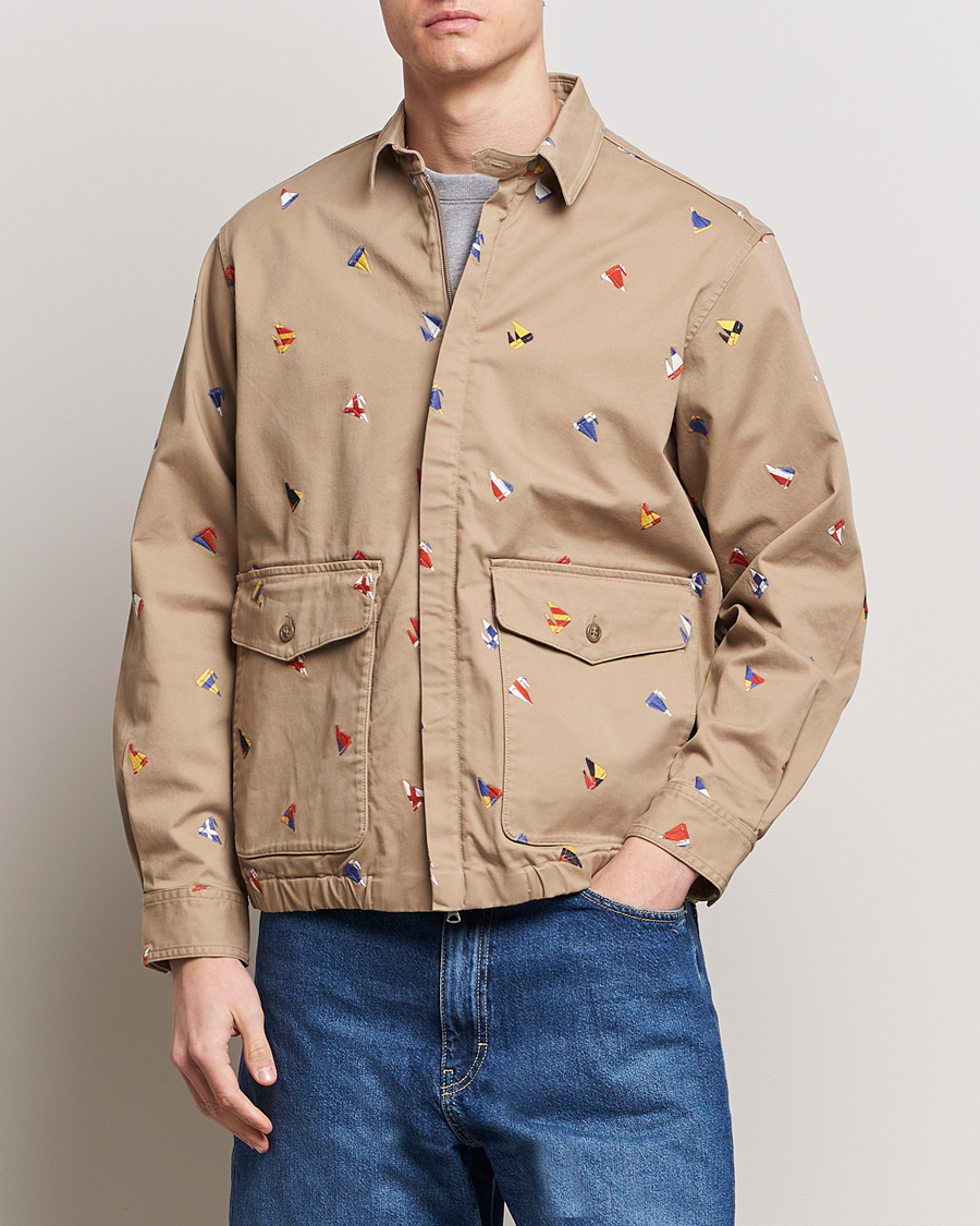 Herren | Preppy Authentic | BEAMS PLUS | Embroidered Harrington Jacket Beige
