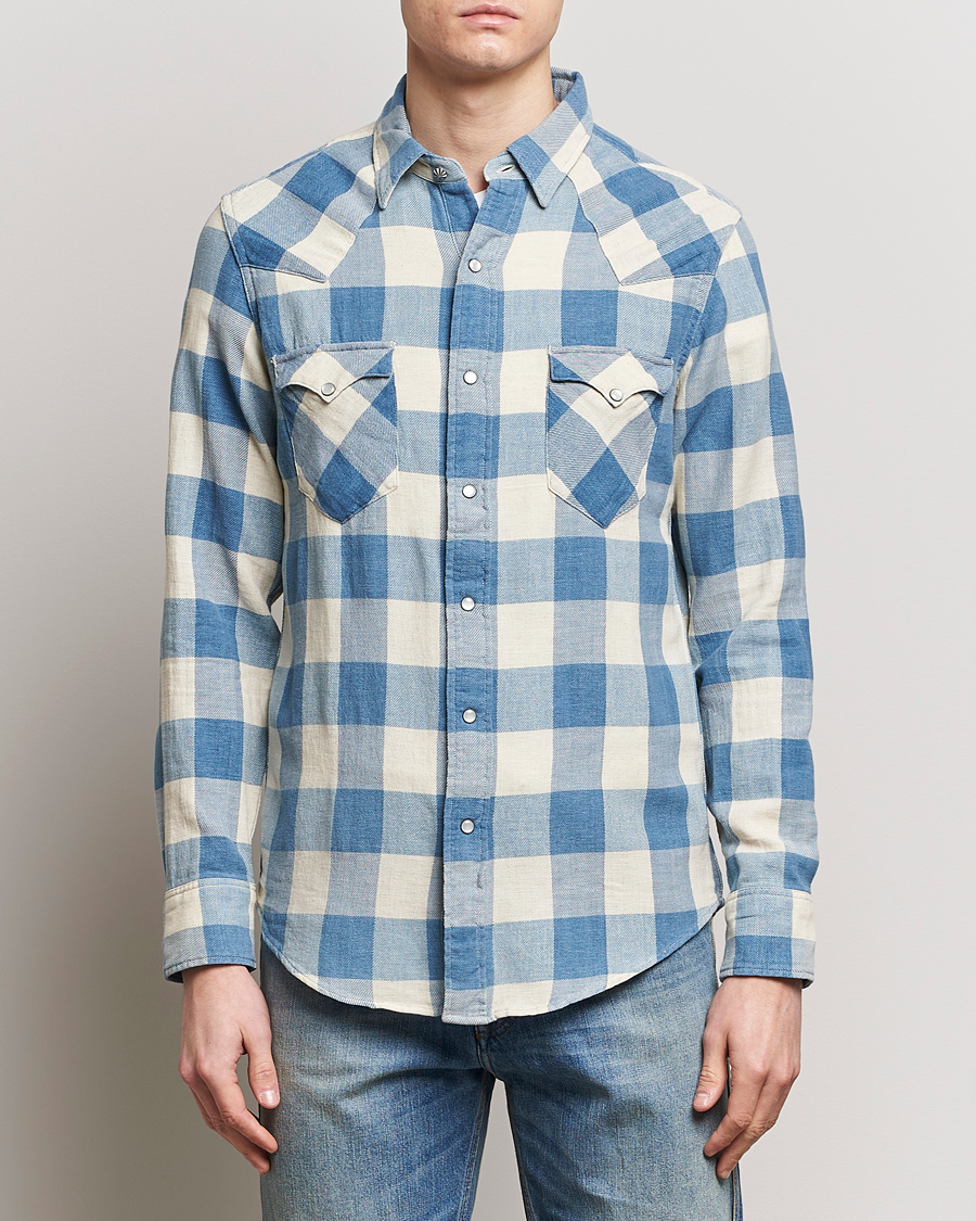 Herren | RRL | RRL | Buffalo Flannel Western Shirt Indigo/Cream