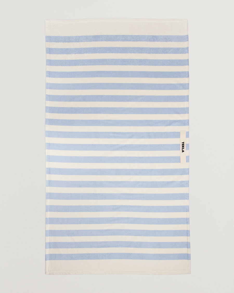 Herren | Tekla Organic Terry Beach Towel Isle Blue Stripes | Tekla | Organic Terry Beach Towel Isle Blue Stripes