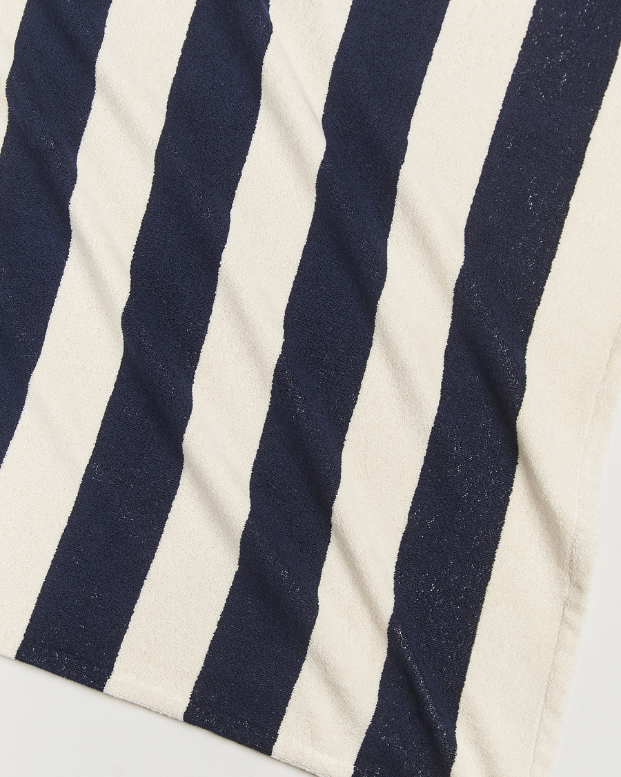 Herren | Tekla Organic Terry Beach Towel Navy Stripes | Tekla | Organic Terry Beach Towel Navy Stripes
