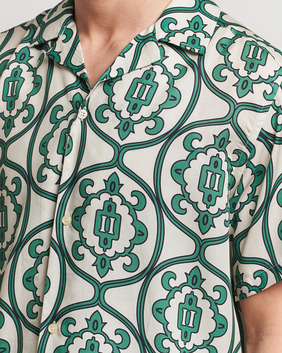 Herren | Hemden | LES DEUX | Ornament Print Tencel Shirt Ivory/Green