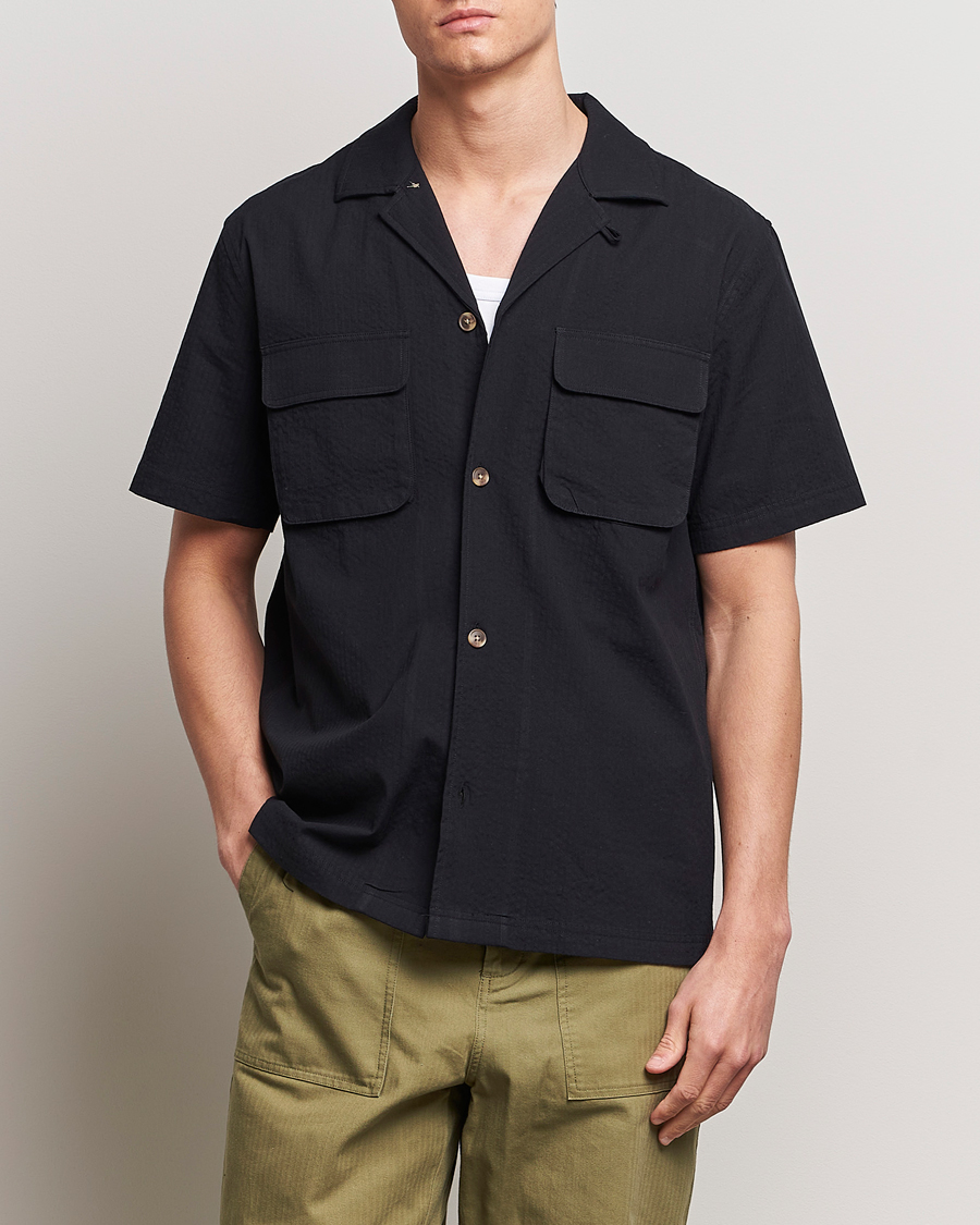 Herr | Kortärmade skjortor | LES DEUX | Osmund Seersucker Shirt Black