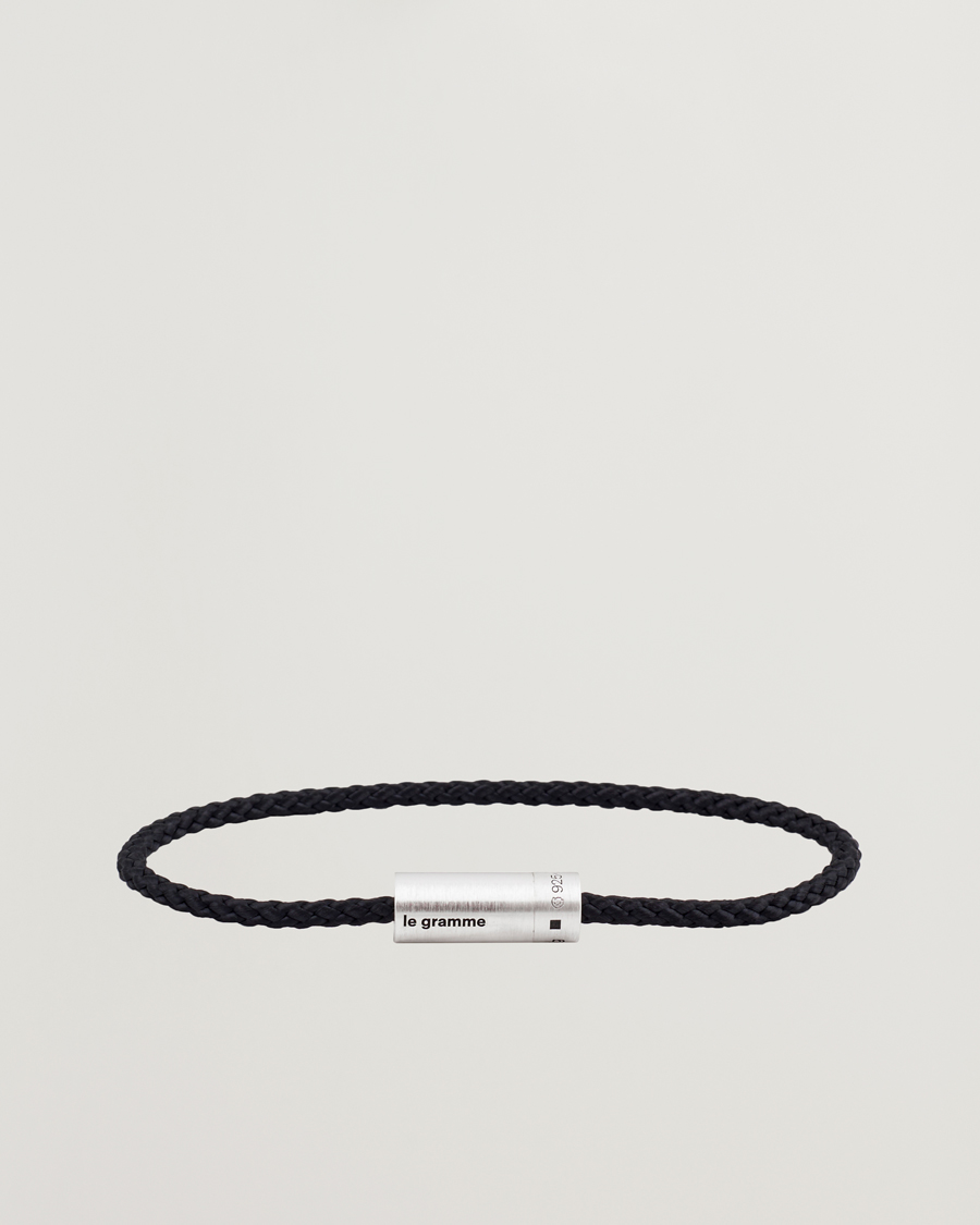 Herren | Schmuck | LE GRAMME | Nato Cable Brushed Bracelet Black/Sterling Silver 7g