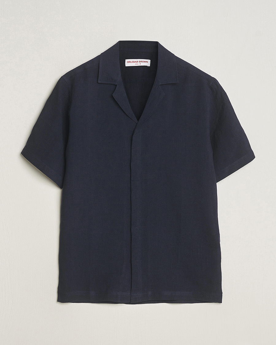 Herren | Hemden | Orlebar Brown | Maitan Short Sleeve Linen Shirt Night Iris