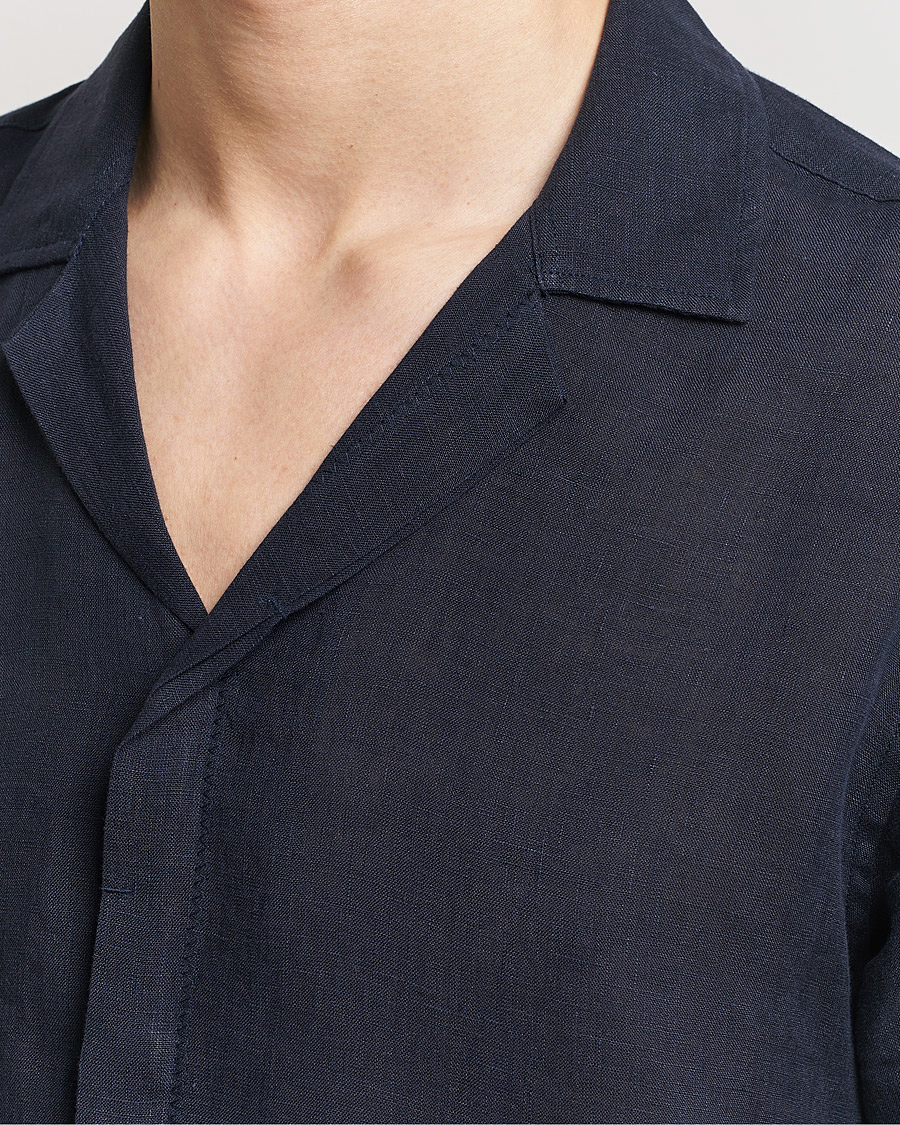 Herren | Hemden | Orlebar Brown | Maitan Short Sleeve Linen Shirt Night Iris