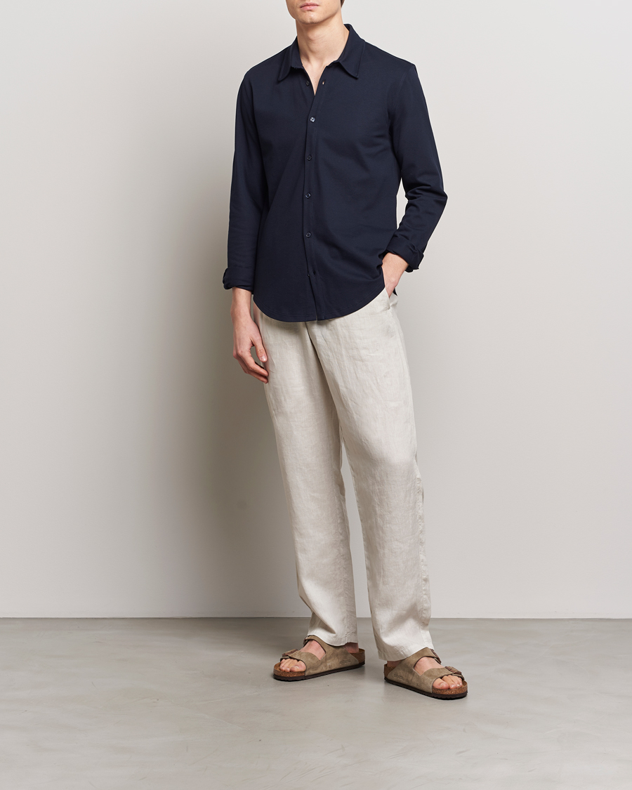 Herren | Hemden | Orlebar Brown | Giles Long Sleeve Pique Polo Night Iris