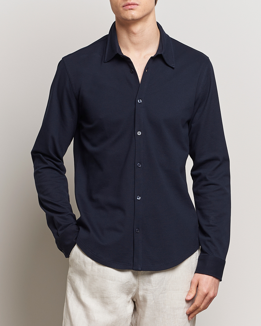 Herren | Hemden | Orlebar Brown | Giles Long Sleeve Pique Polo Night Iris