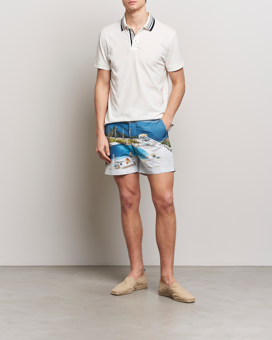 Herren | Poloshirts | Orlebar Brown | Dominic Border Cotton/Lyocel Polo White Sand