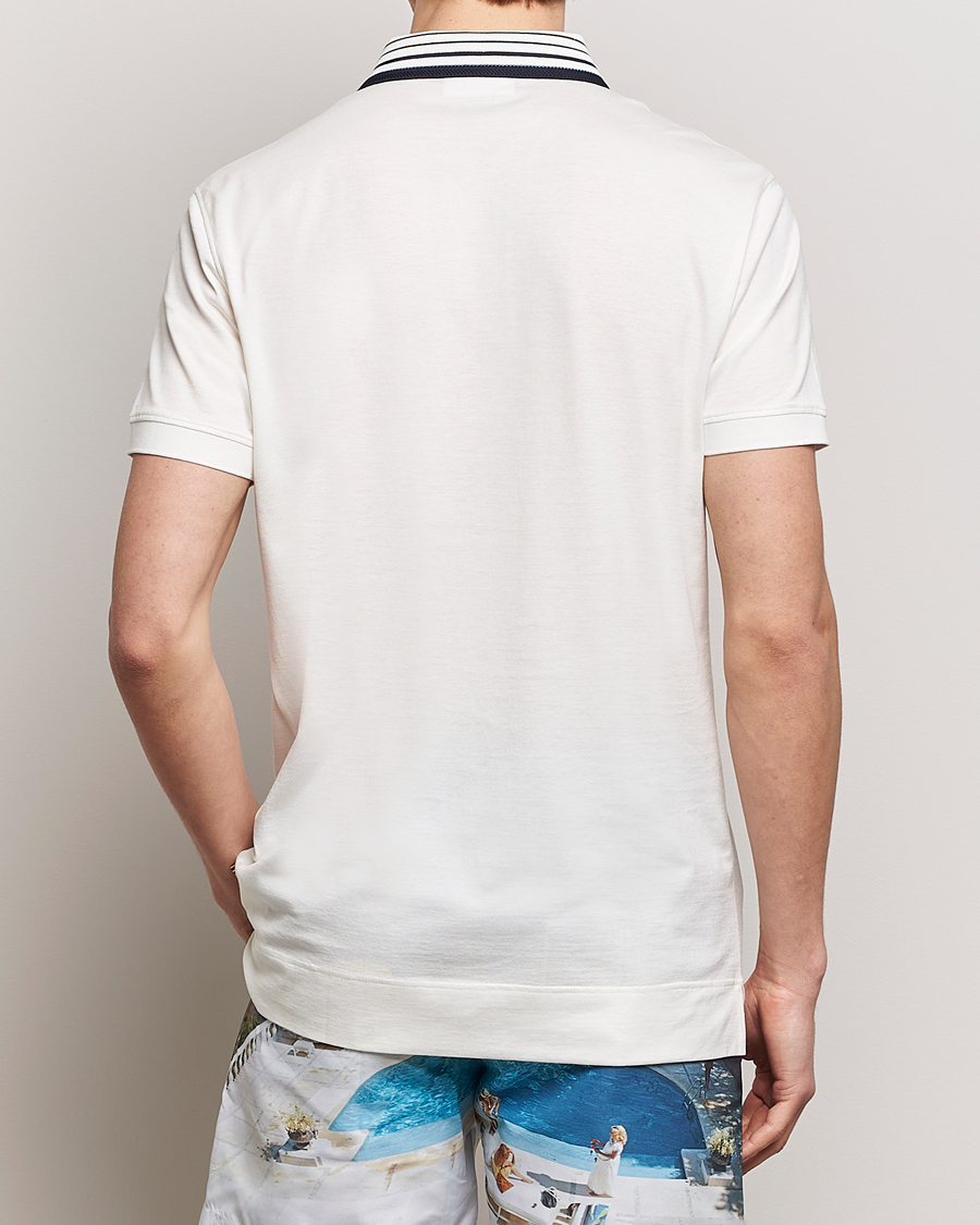 Herren | Poloshirts | Orlebar Brown | Dominic Border Cotton/Lyocel Polo White Sand