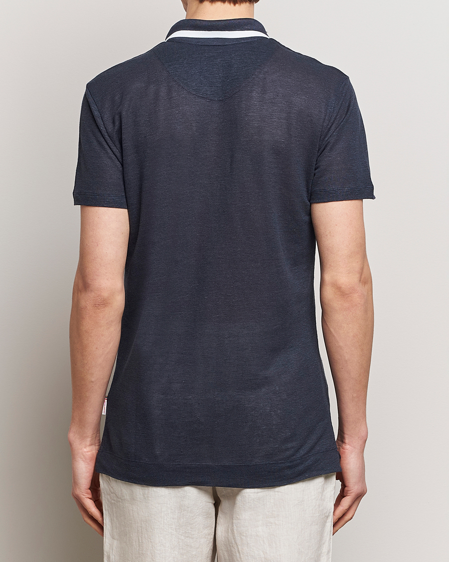 Herren | Poloshirts | Orlebar Brown | Felix Linen Pique Polo Night Iris