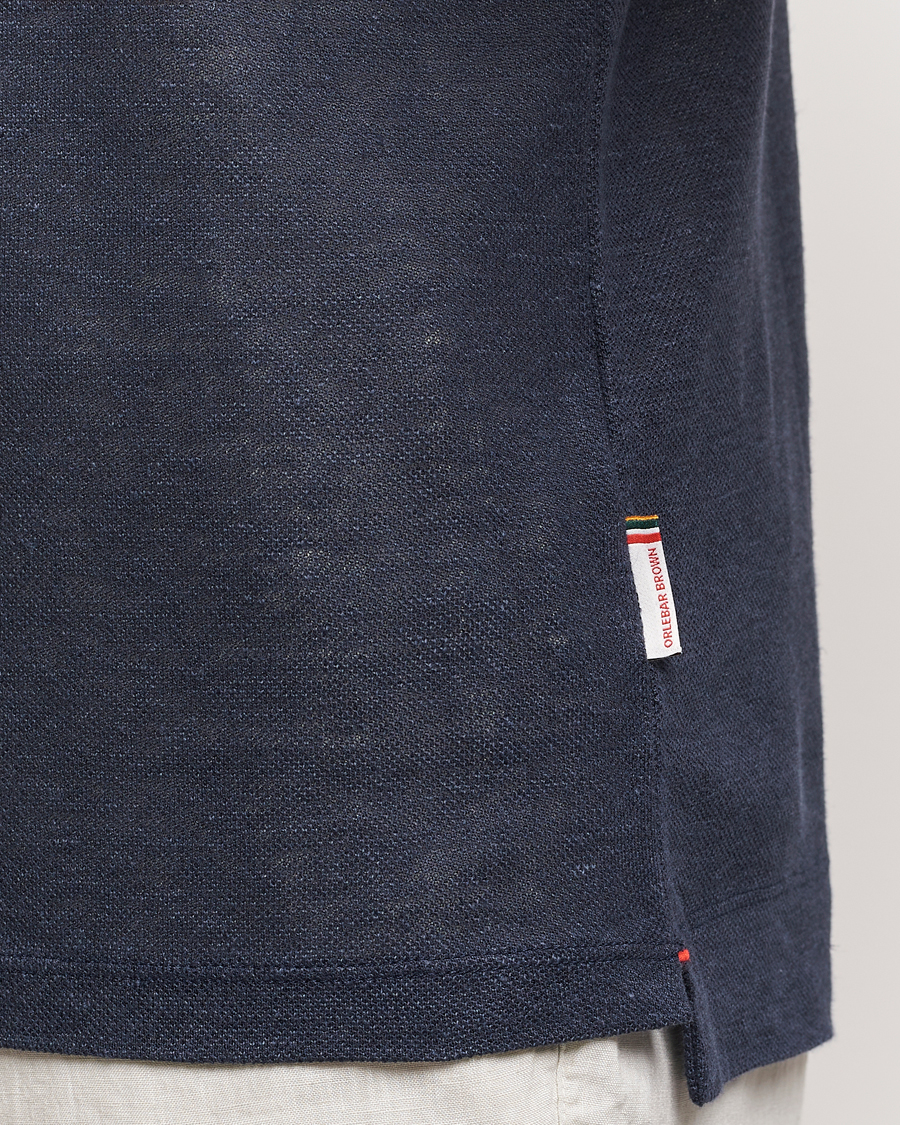 Herren | Poloshirts | Orlebar Brown | Felix Linen Pique Polo Night Iris