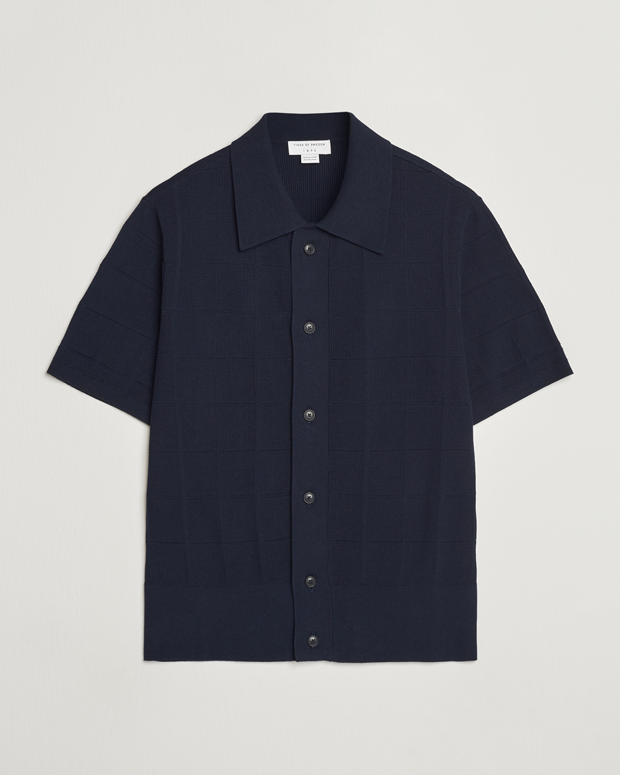 Herren | Poloshirts | Tiger of Sweden | Araawen Short Sleeve Knitted Polo Light Ink