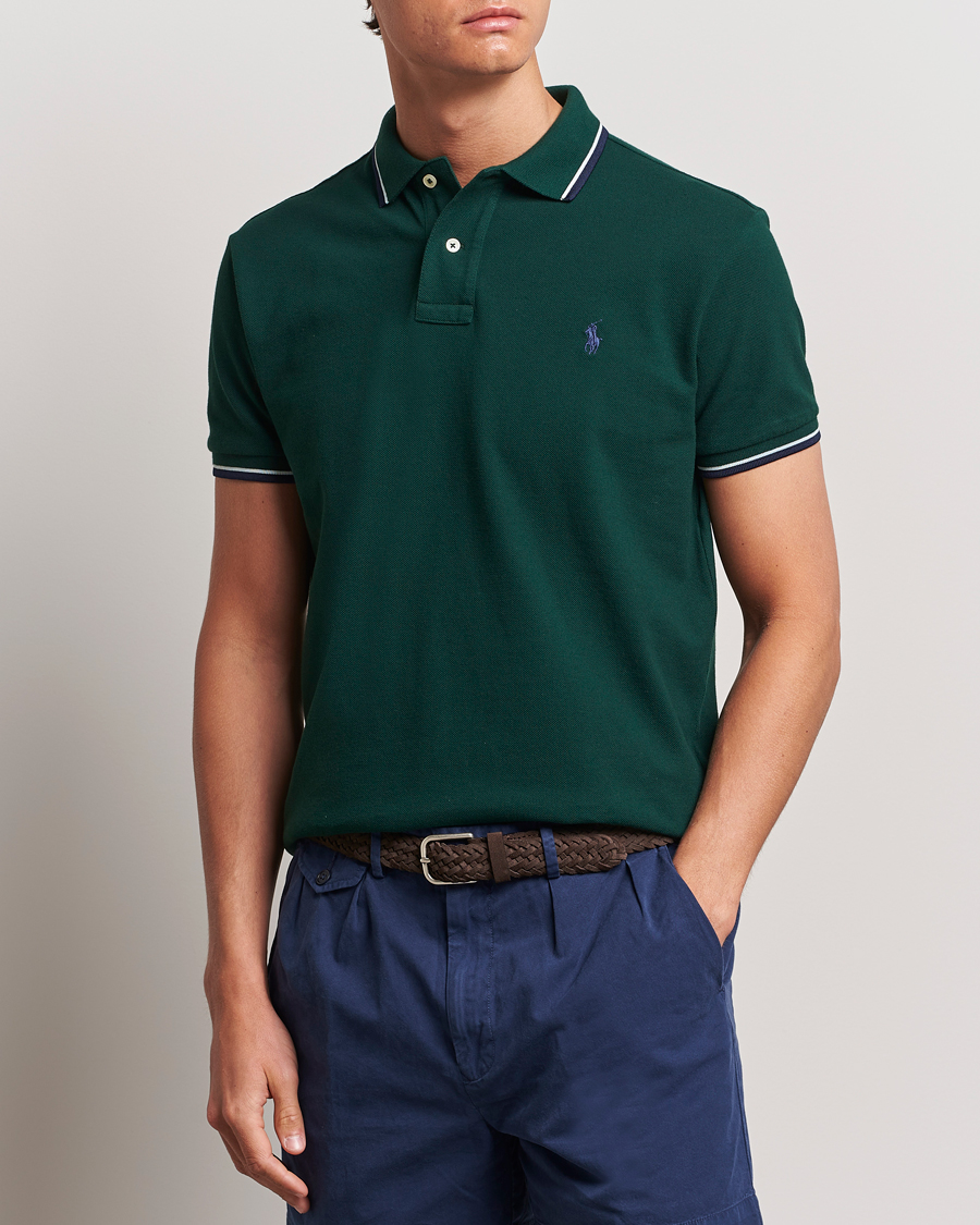 Herren | Poloshirts | Polo Ralph Lauren | Custom Slim Fit Tipped Polo Moss Agate
