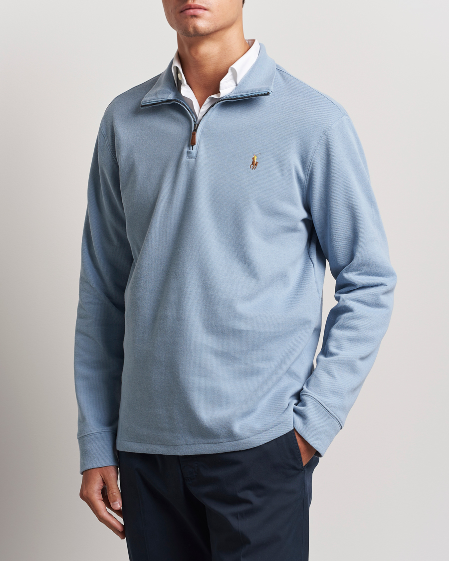 Herren | Pullover | Polo Ralph Lauren | Double Knit Jaquard Half Zip Sweater Vessel Blue