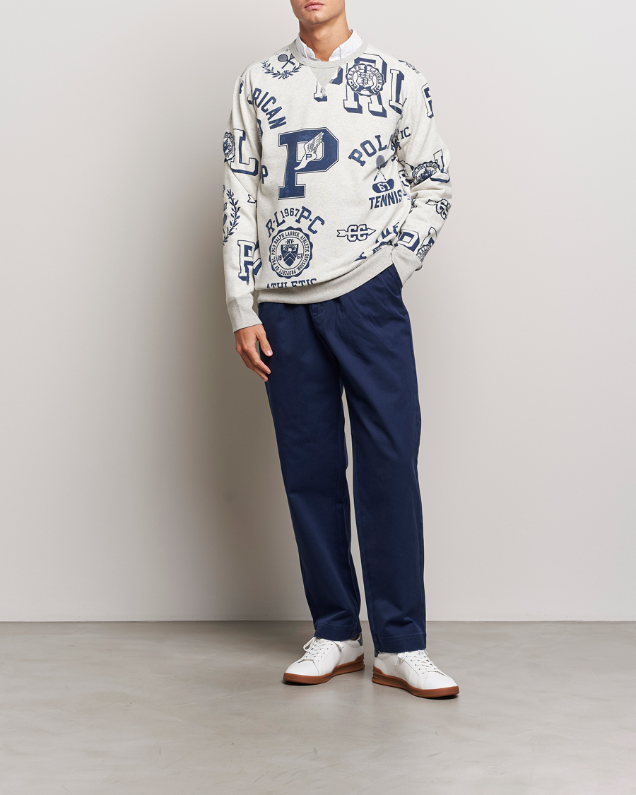 Herren | Pullover | Polo Ralph Lauren | Printed Crew Neck Sweatshirt Light Vintage Heather