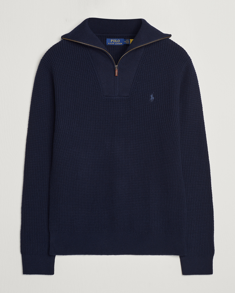 Herren | Pullover | Polo Ralph Lauren | Cotton/Wool Knitted Half Zip Hunter Navy