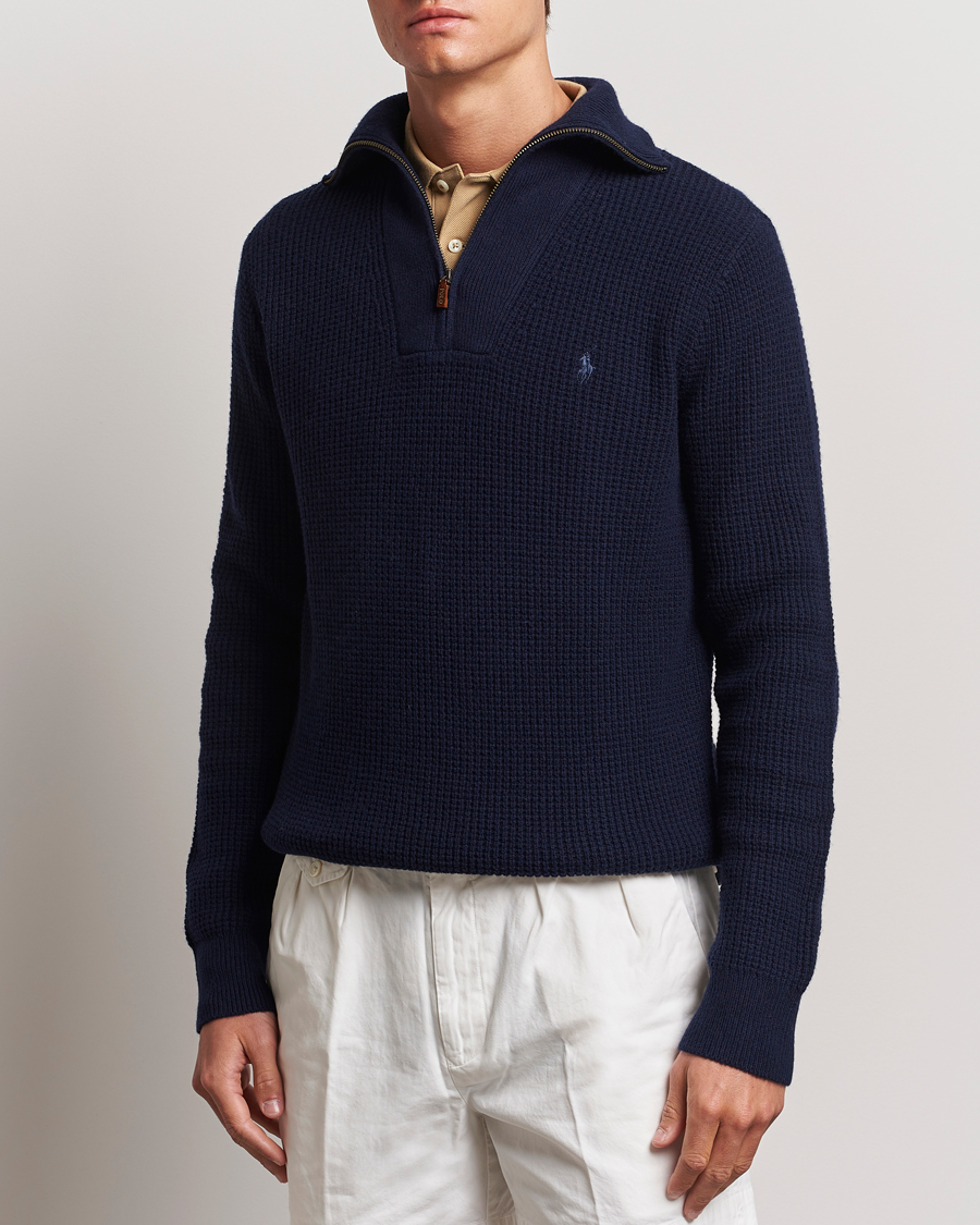 Herren | Pullover | Polo Ralph Lauren | Cotton/Wool Knitted Half Zip Hunter Navy