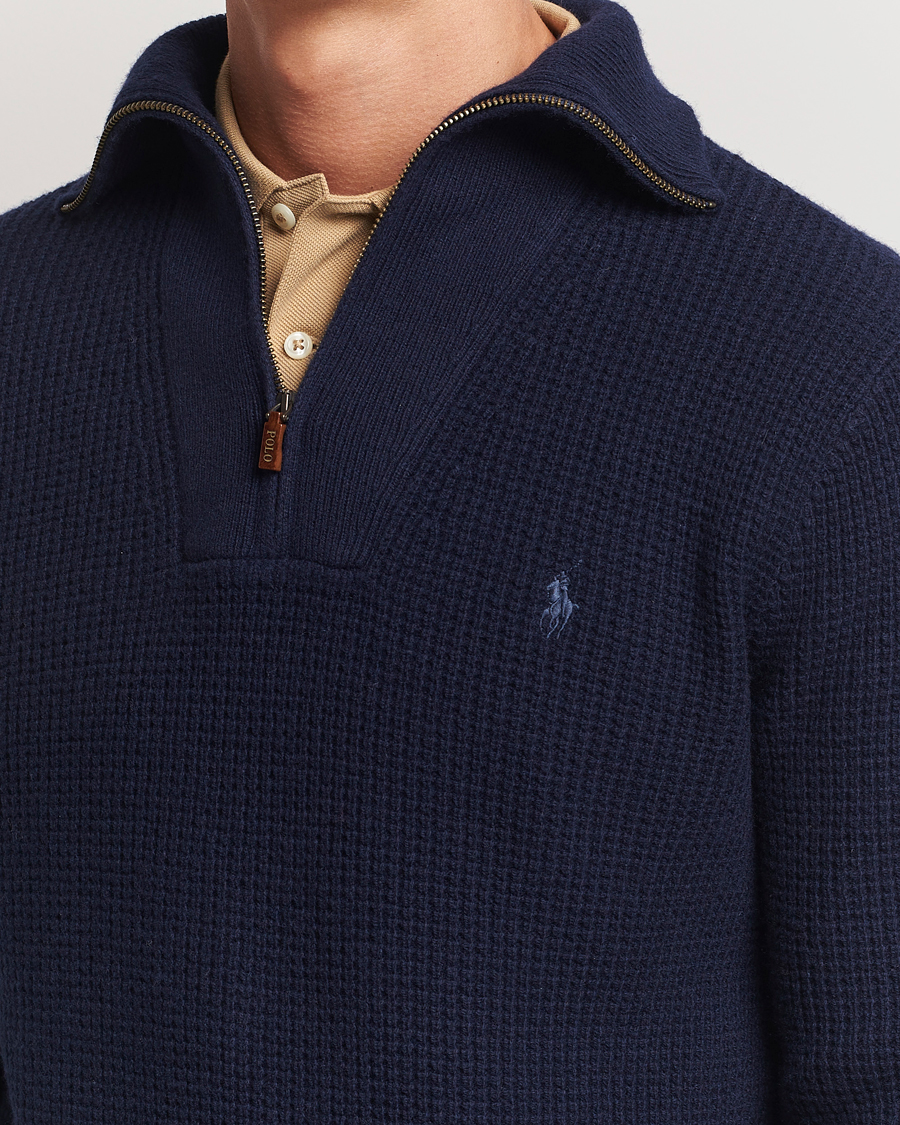Herren | Pullover | Polo Ralph Lauren | Cotton/Wool Knitted Half Zip Hunter Navy