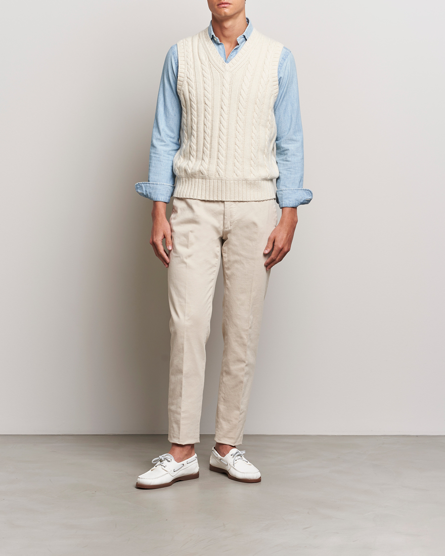 Herren | Pullover | Polo Ralph Lauren | Cotton Aran Knitted Vest Cream
