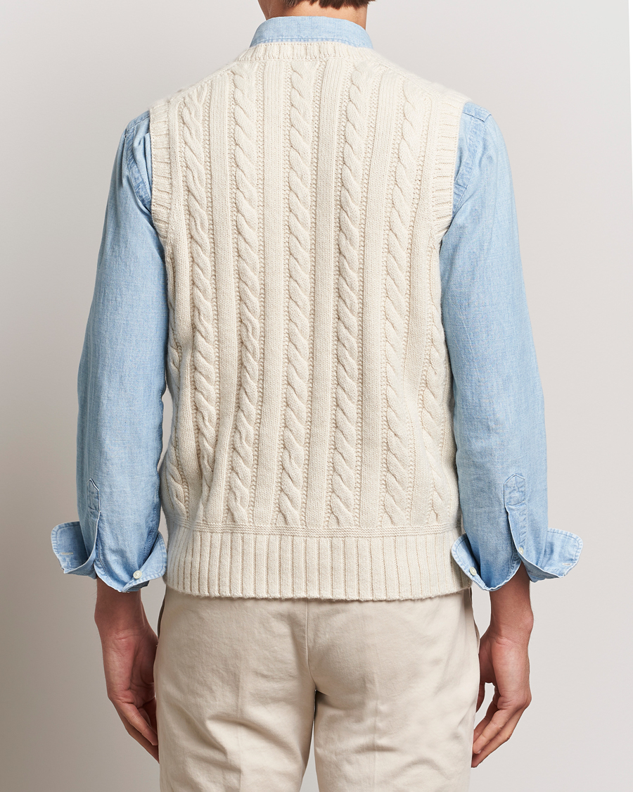 Herren | Pullover | Polo Ralph Lauren | Cotton Aran Knitted Vest Cream