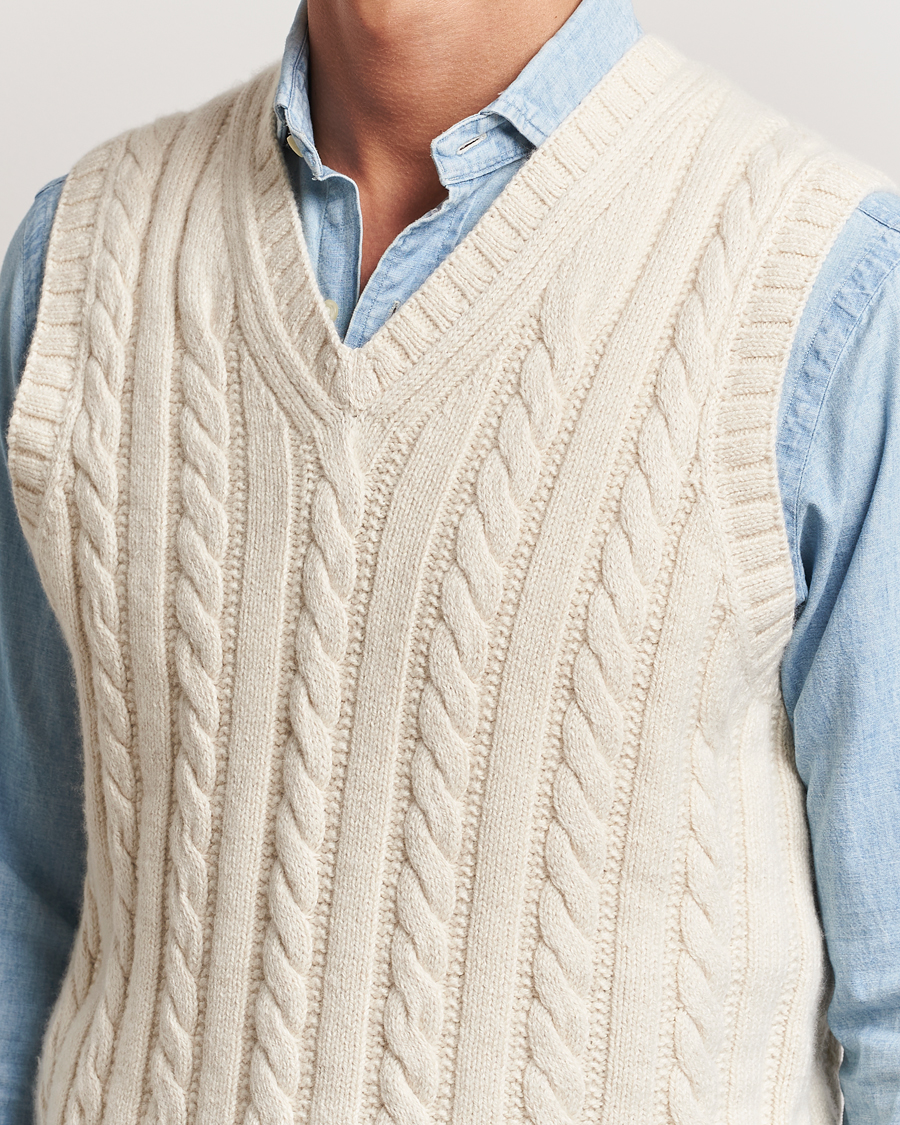 Herren | Pullover | Polo Ralph Lauren | Cotton Aran Knitted Vest Cream